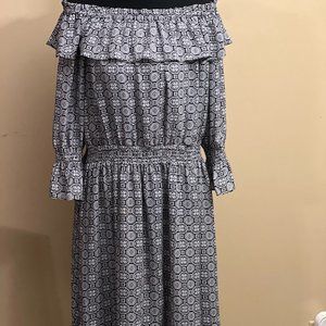 Libby Edelman Women's off the shoulder Black & White, Midi Dress, Size XL